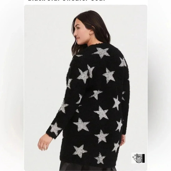 Torrid Black Star Sweater Coat Plus 00 - Picture 4 of 9